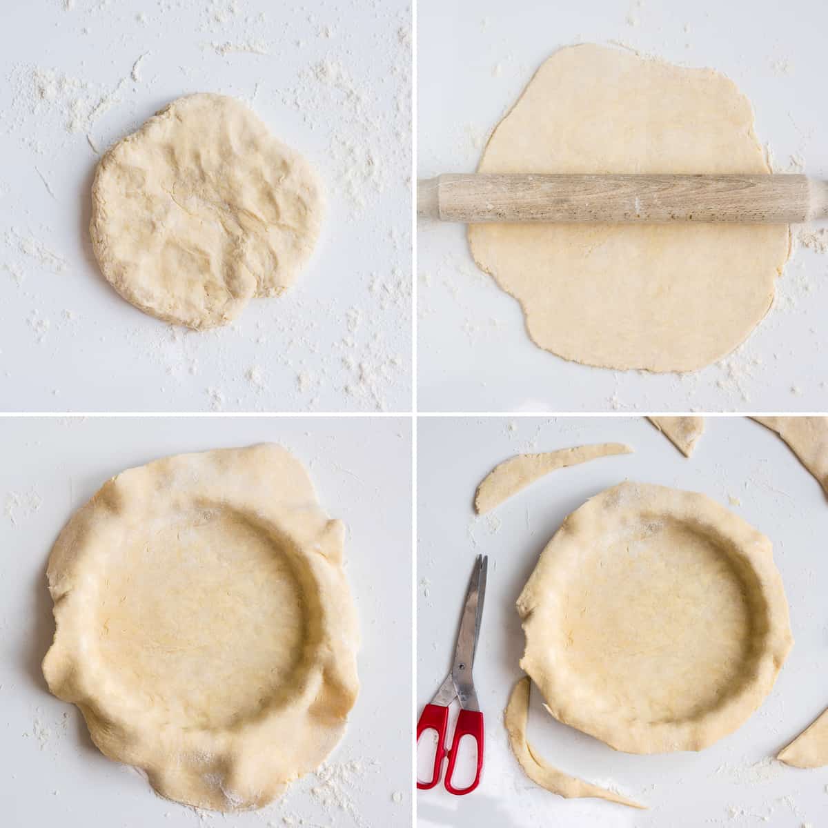 photo collage showing how to roll out pie crust