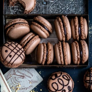 Chocolate Macarons filled with ganache