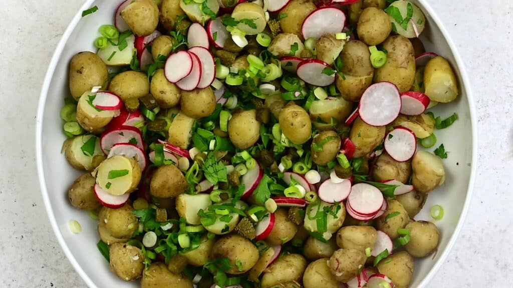 potato salad in a bowl 