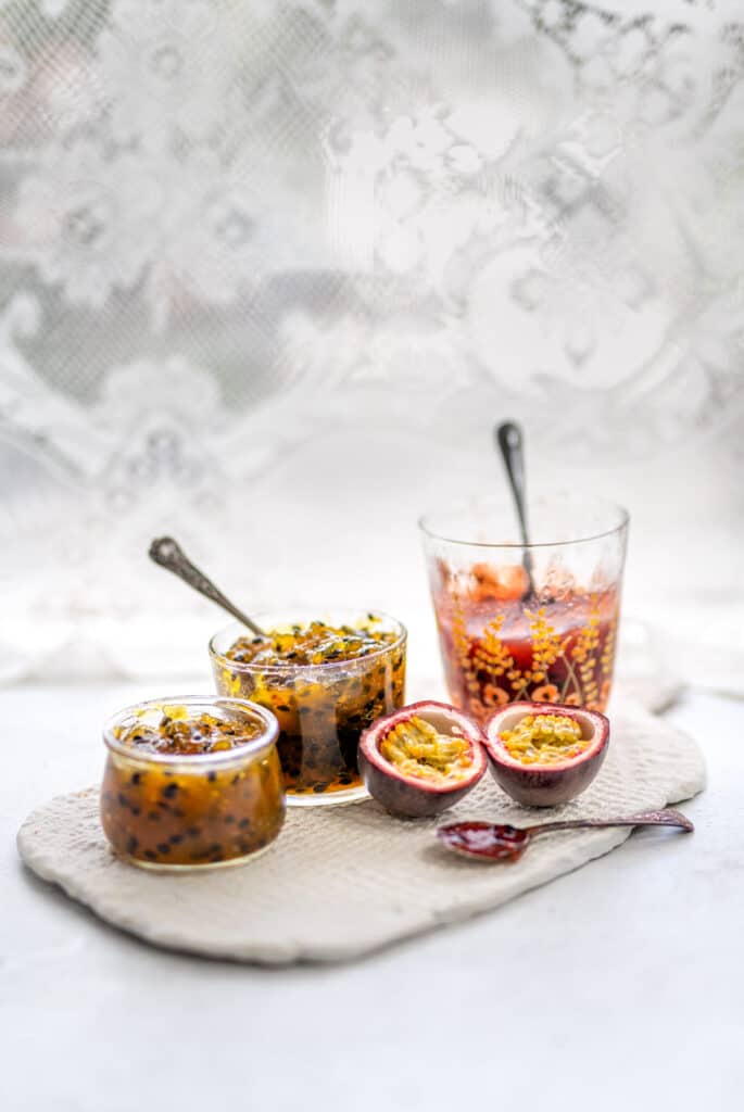 various jars with passionfruit jam