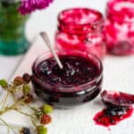 Jars of homemade blackberry jam