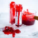 Fake edible blood in test tubes