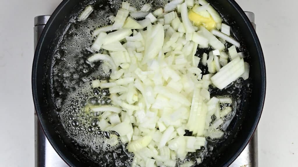 pan frying onions in butter