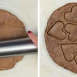 Rolling out lebkuchen dough and cutting out shapes