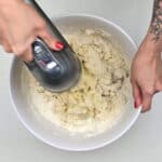 Mixing Stollen dough in a bowl
