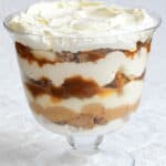 Gingerbread trifle in a glass trifle dish