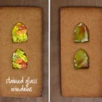 Collage showing how to make stained glass window cookies