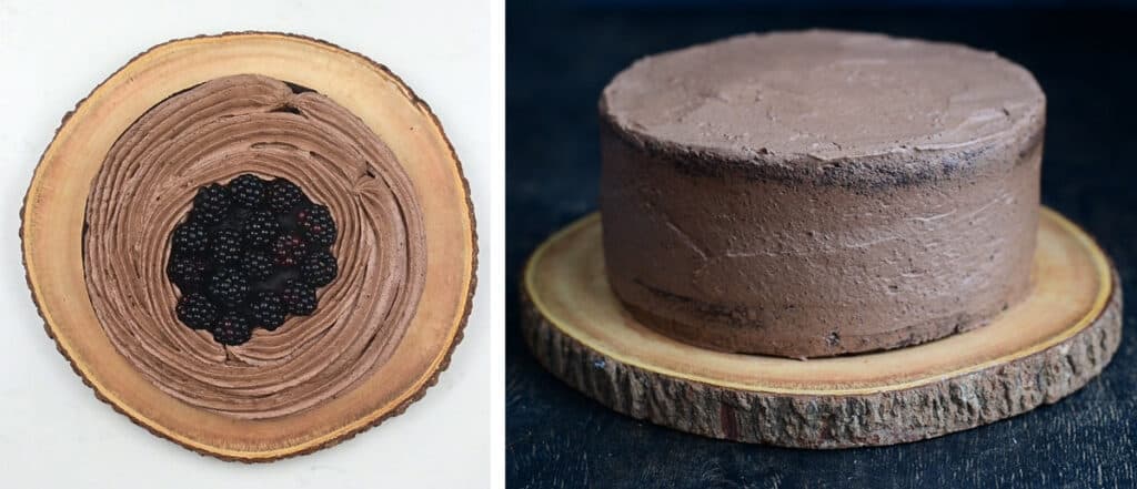 assembling vegan chocolate cake collage