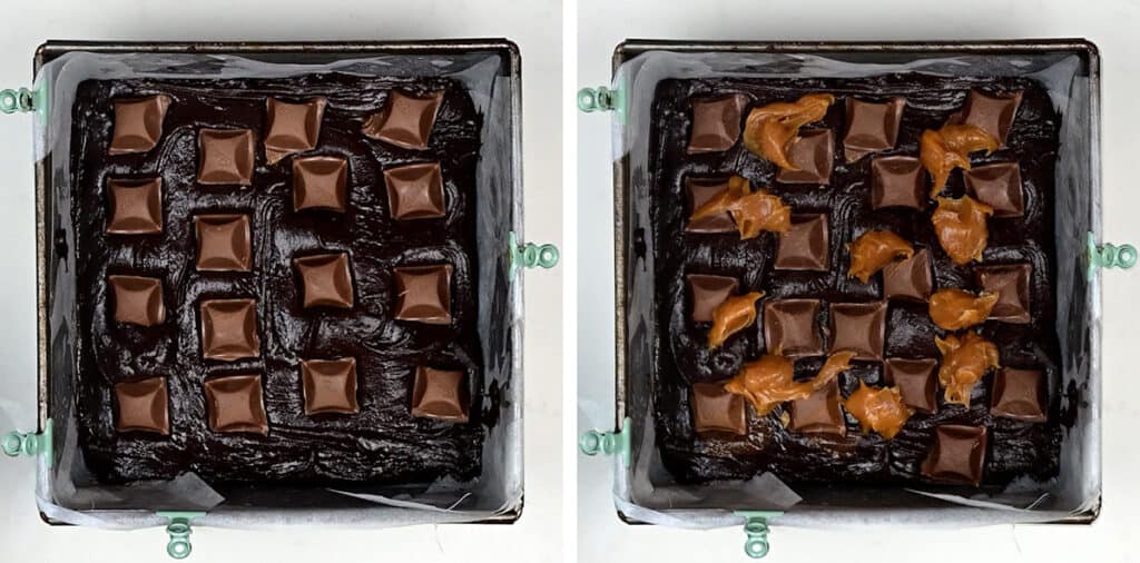 Brownies with caramel layer collage