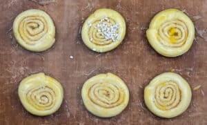 Puff pastry cinnamon rolls ready for the oven