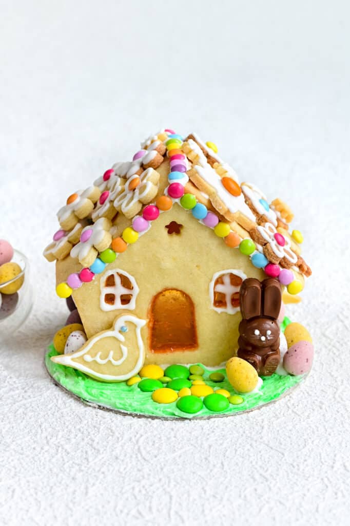 Pretty Easter Cottage House made with sugar cookie dough 