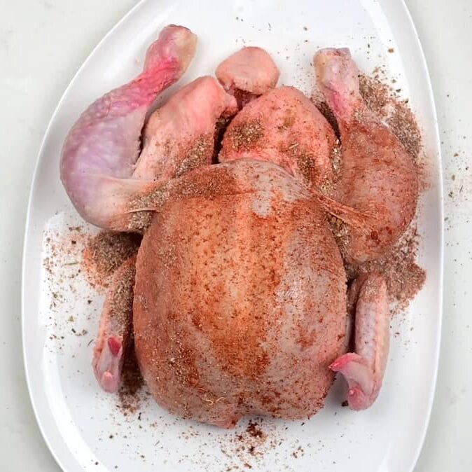 seasoning whole chicken with rotisserie seasoning blend