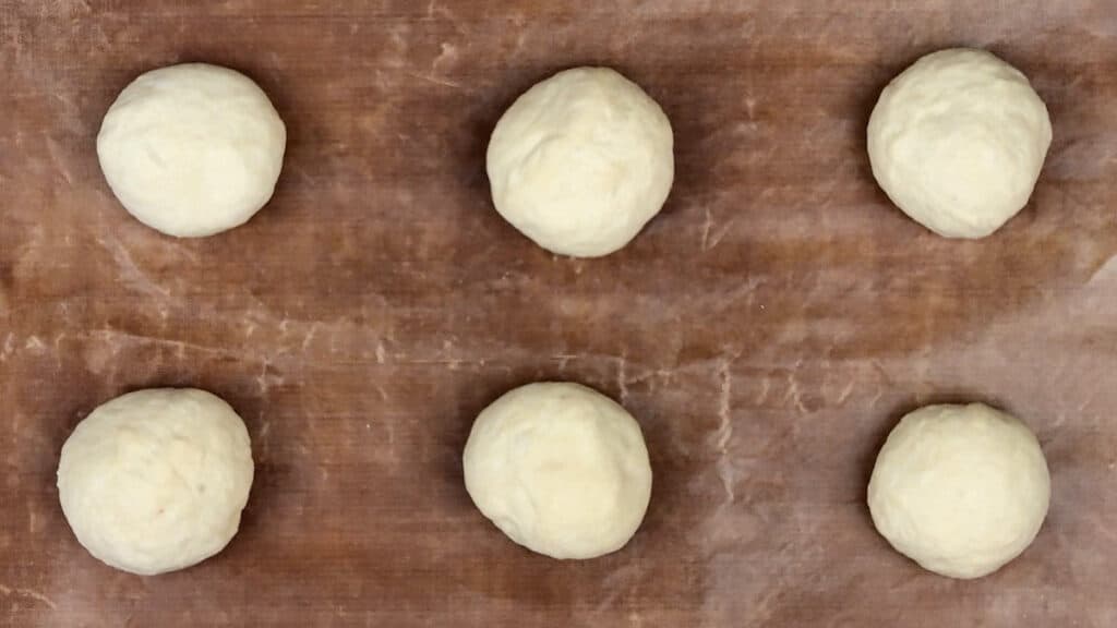 Dough balls before second rise