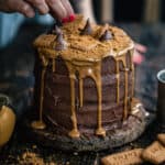 Vegan Biscoff Cake with chocolate Biscoff frosting and Lotus Biscoff drip