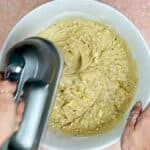 Beating cake batter with a hand mixer