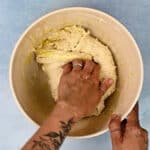 Stretching and folding bread dough