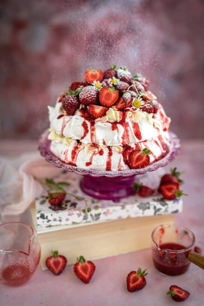 Strawberry meringue layer cake