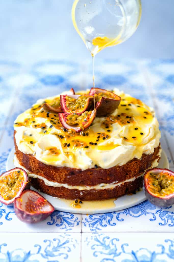 Passion Fruit Cake with passion fruit drizzle 