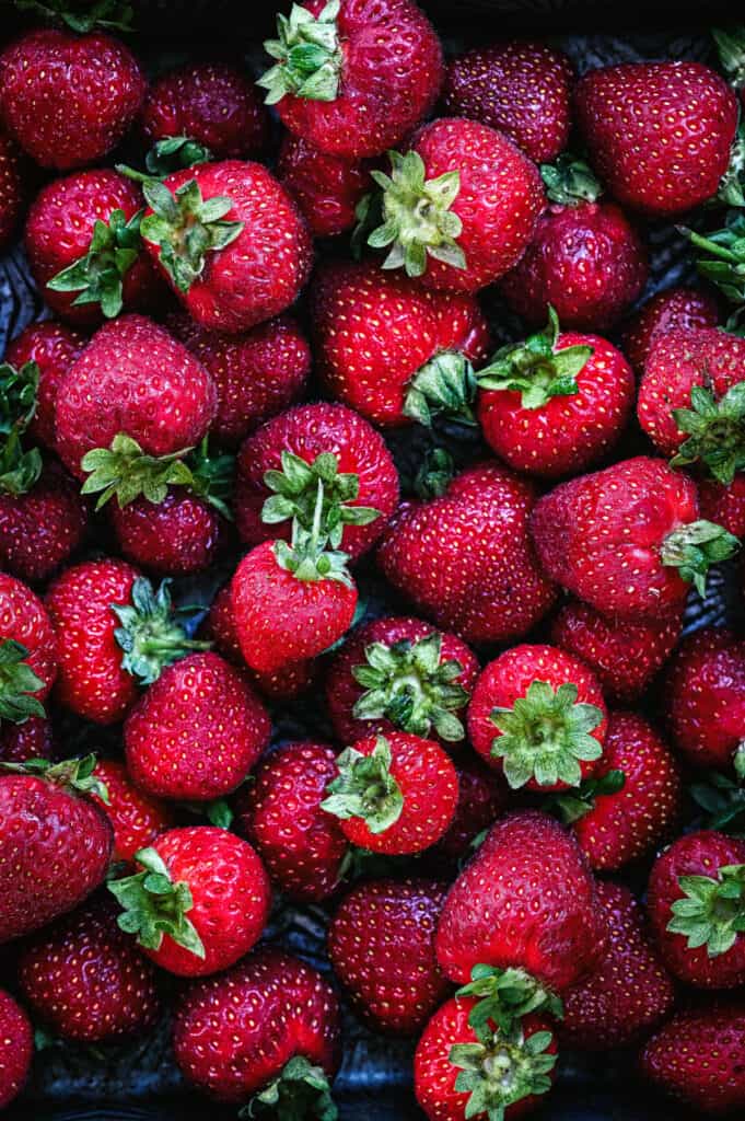 close up of fresh strawberries