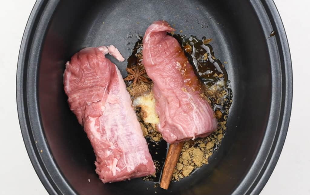 Pork fillet in a slow cooker with an asian marinade