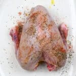 Turkey breast seasoned with salt, pepper, herbs and saesonigns