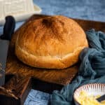 Loaf of Air Fryer Bread on w wooden board