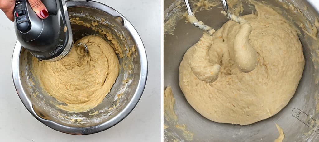 Making Stollen dough in a bowl