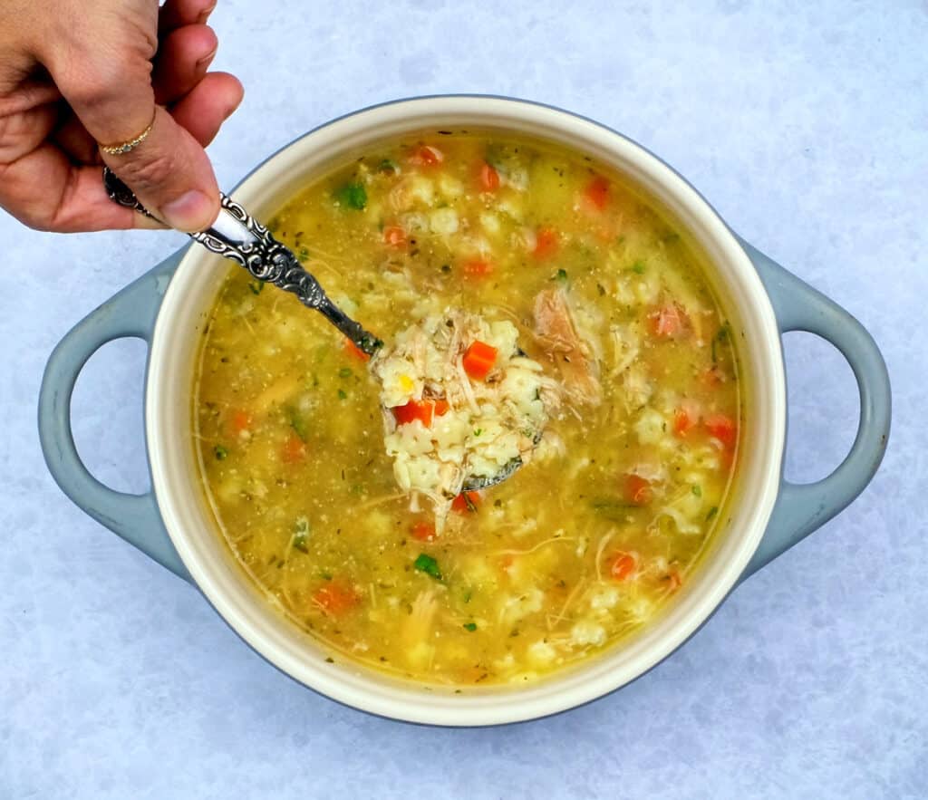 Pot of chicken Pastina soup
