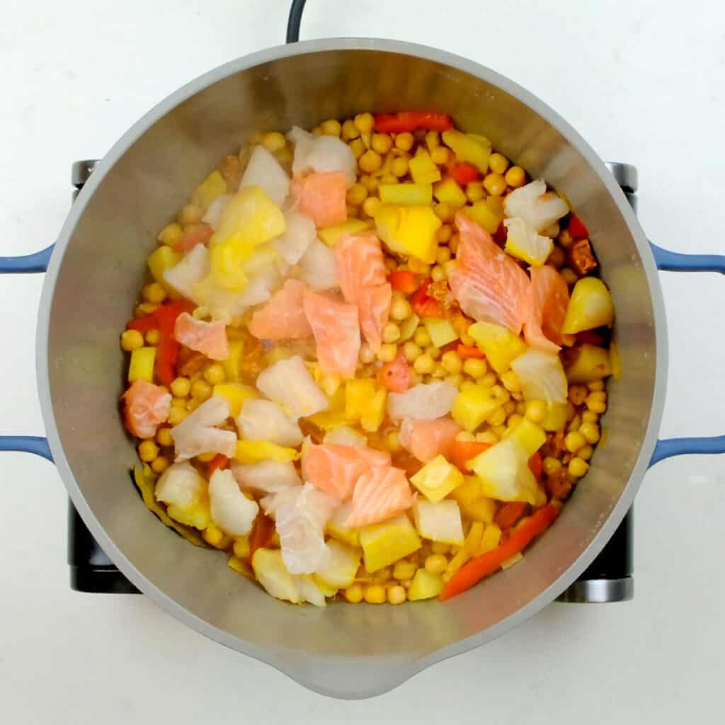 cod stew in a pot