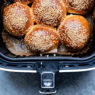 Air Fryer Rolls topped with sesame seeds