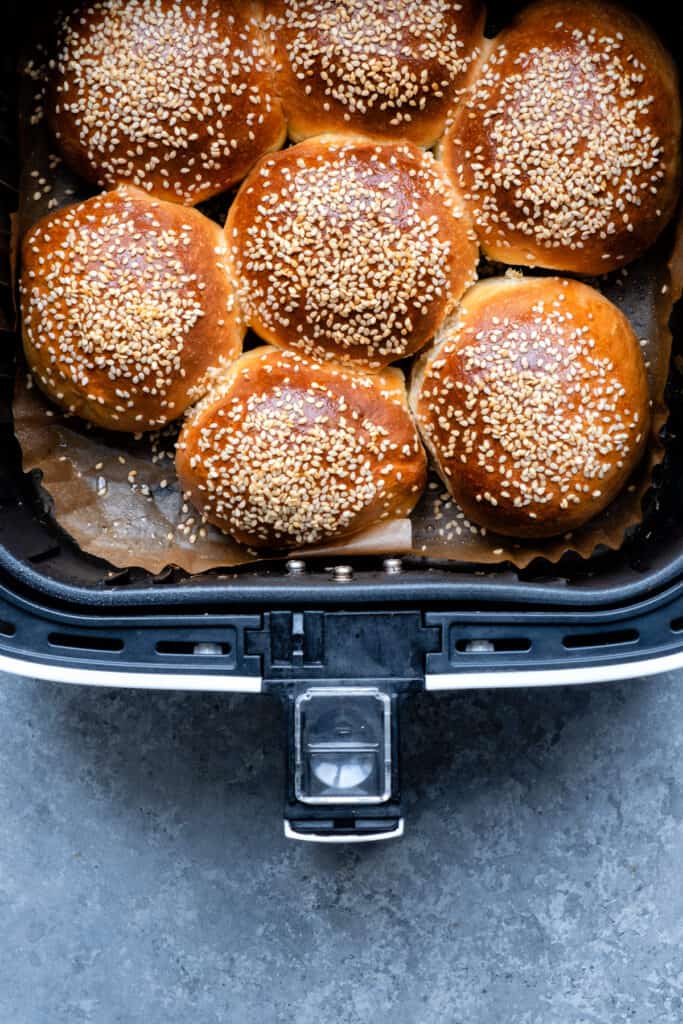 Air Fryer Rolls topped with sesame seeds