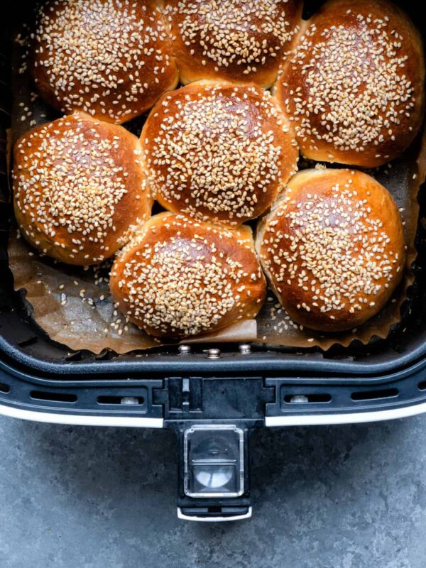Air Fryer Rolls topped with sesame seeds