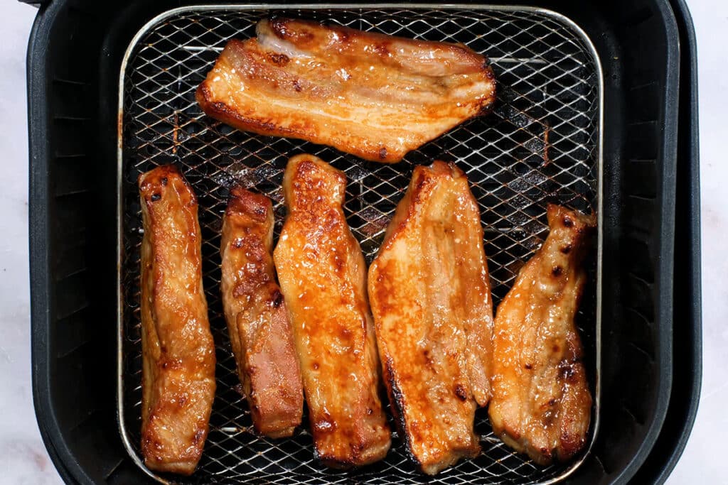 partly cooked pork belly in an air fryer