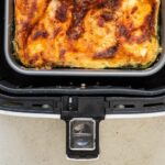 Pan of lasagna in the air fryer
