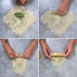how to fold phyllo rolls step by step collage
