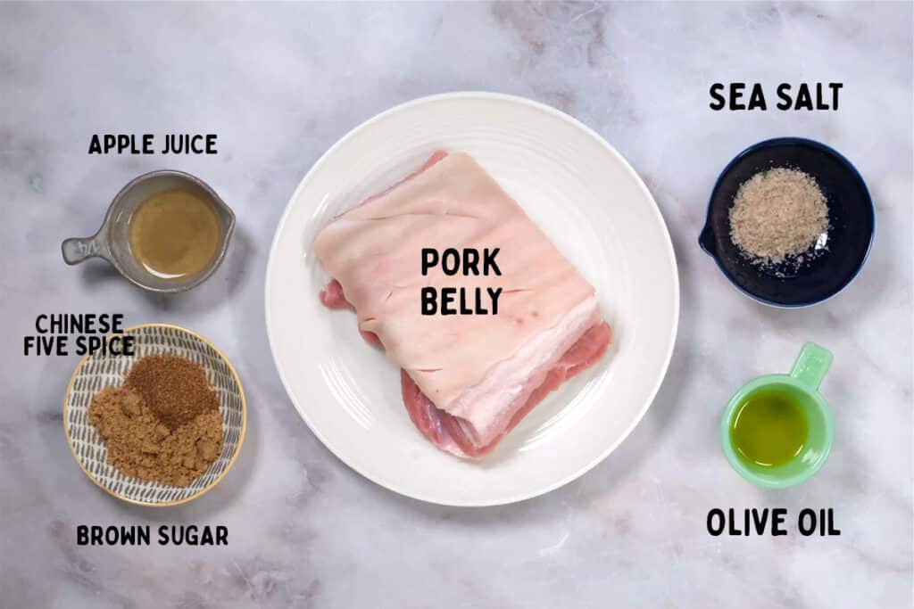ingredients for crisp roasted pork belly in the air fryer
