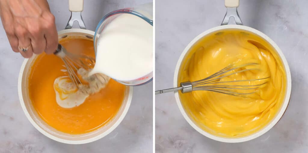 collage showing how to make custard filling