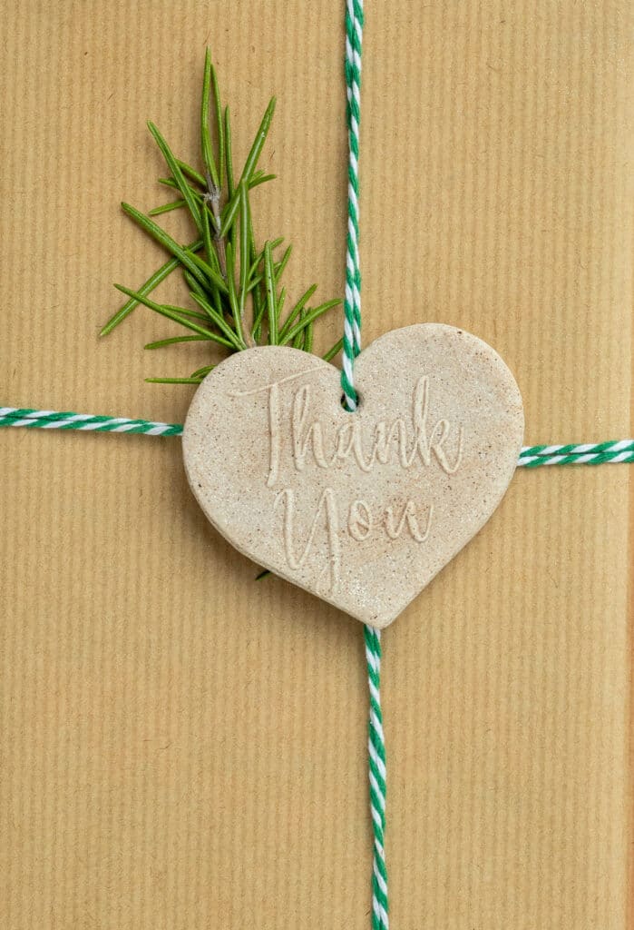 salt dough heart-shaped gift tag