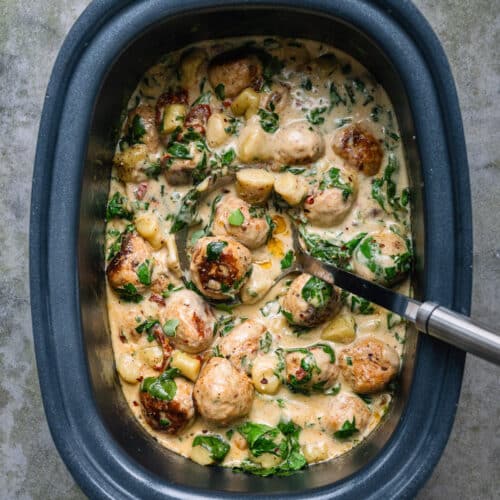 Slow Cooker Tuscan Chicken Meatballs With Gnocchi