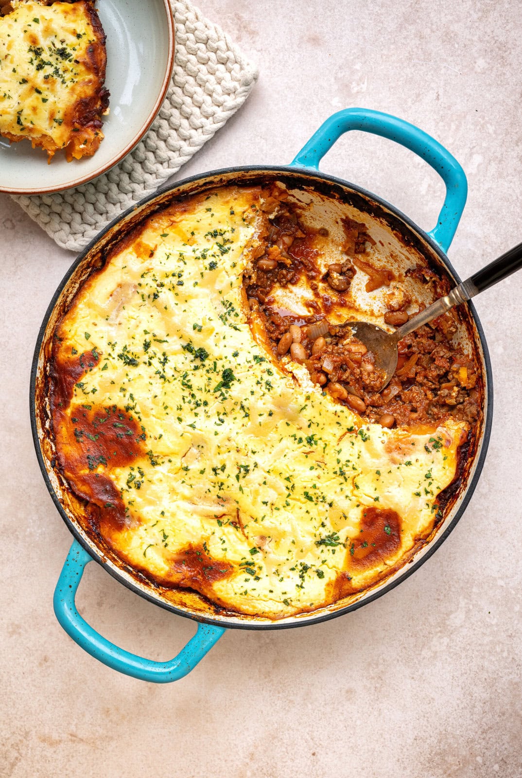 Cottage Cheese, Ground Beef and Sweet Potato Casserole