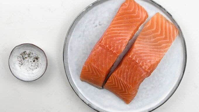 Salmon fillets on a plate