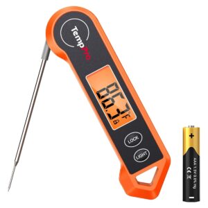 ThermoPro instant-read digital meat thermometer with folding probe, on a white background.